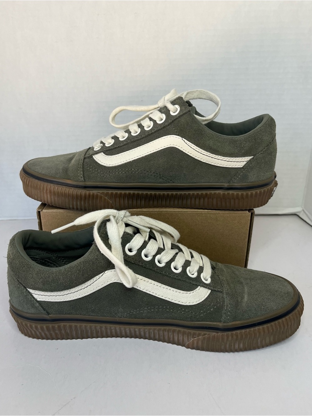 Vans Old Skool Dusty Olive Green Suede Gum Sole Skate Shoes Men 6.5 Women 8 - Picture 10 of 16